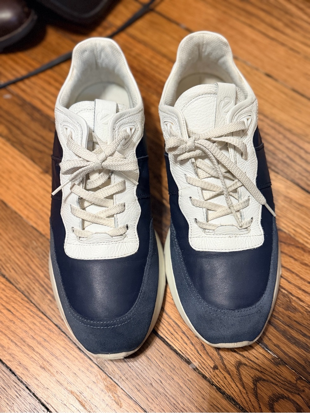 ECCO Astir Mens 46 US 12-12.5 Navy White Leather Suede Sneakers 52324460184
